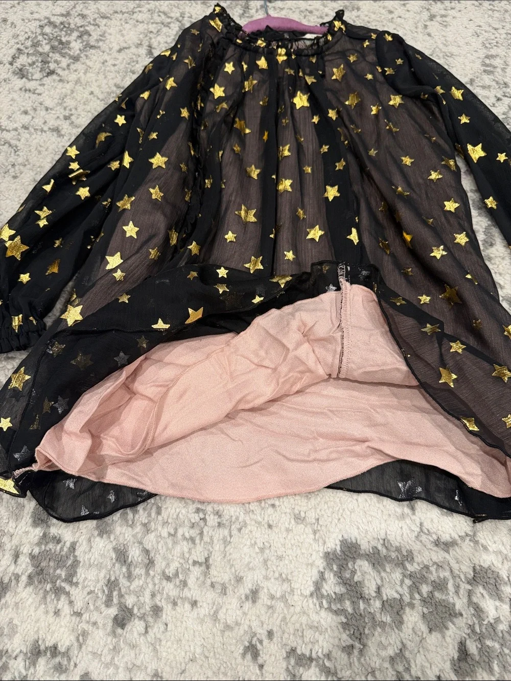 Kate Soade navy/Black Sheer Star Print Tunic with Gold Stars